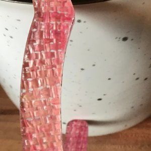 Pink Woven Raffia V shaped Bracelet